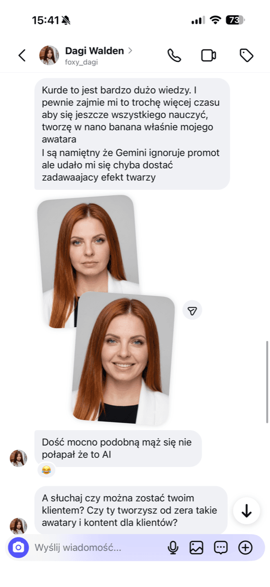 Wiadomość od @foxy_dagi · kursantka